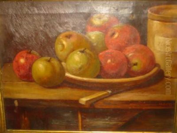 Still Life With Apples Oil Painting by William Fitz