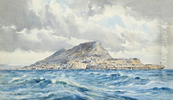 View Of Gibraltar Oil Painting by Frederick R. Fitzgerald