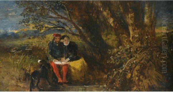 Faust And Marguerite Oil Painting by John Anster Fitzgerald