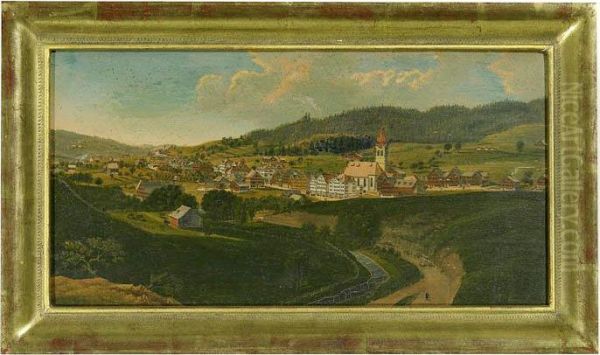 Buhler. Kanton Appenzell Ausserrhoden. Gesamtansicht Von Sudosten, Um 1840. by Johann Ulrich Fitzi