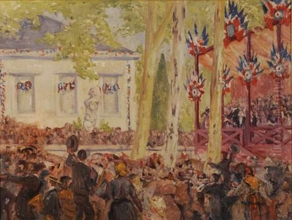 Le Discours Du 14 Juillet Sur La Place Oil Painting by Pierre Felix Masseau Fix-Masseau