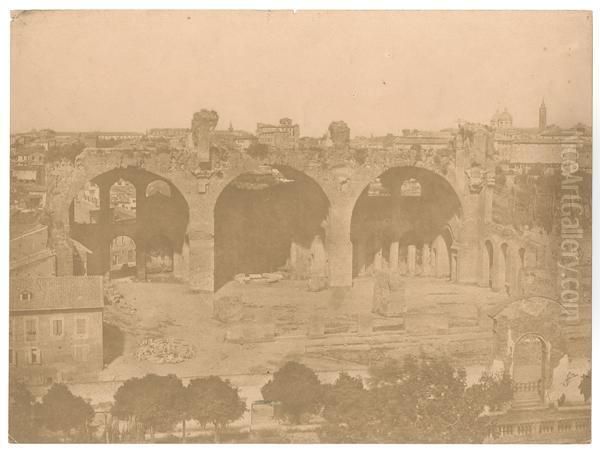 Rome, Basilica Di Massenzio Oil Painting by Frederic, Comte Flacheron