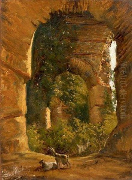 Interieur De Ruines A Rome Oil Painting by Gregoire Isidore Flacheron