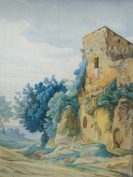 La Ruine Oil Painting by Gregoire Isidore Flacheron