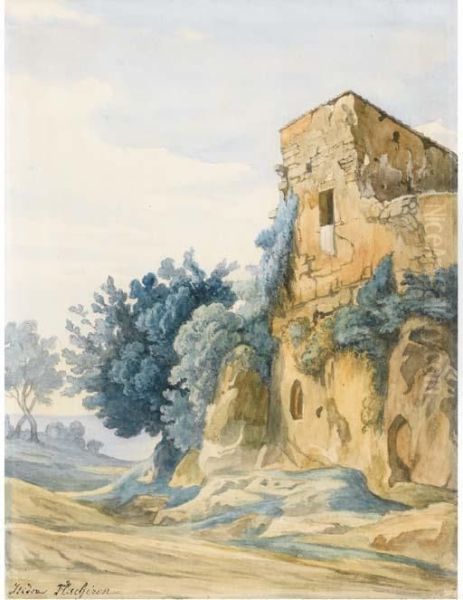 Batiment En Ruines Dans Un Paysage Oil Painting by Gregoire Isidore Flacheron