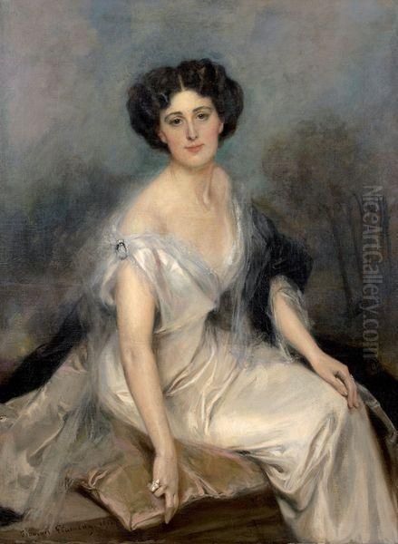 Portrait D'elegante Oil Painting by Francois Flameng