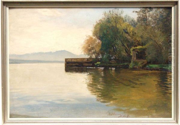 Uferlandschaft Oil Painting by Albert Flamm