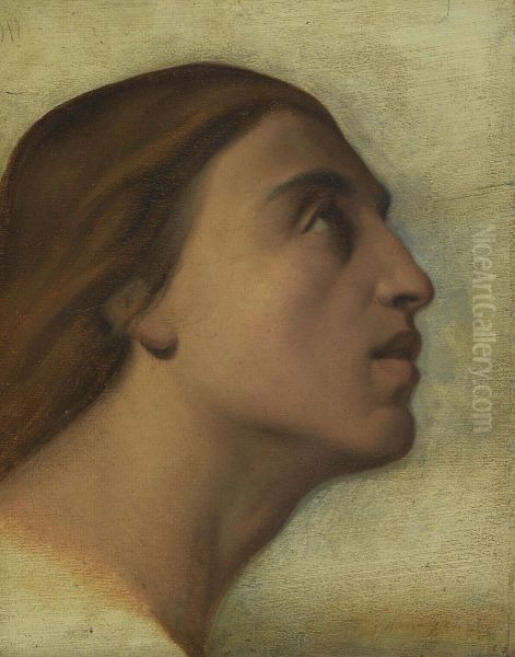 A Study Of The Head Of Saint John The Evangelist In Profile Oil Painting by Hippolyte Flandrin