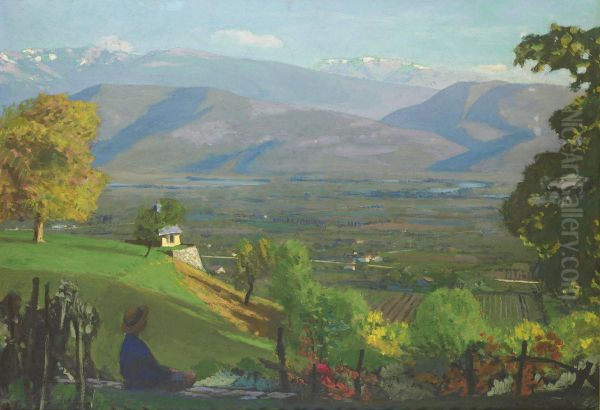 La Vallee De Gresivaudan Oil Painting by Jules Flandrin