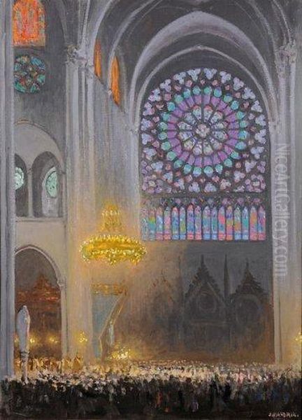 Ceremonie, Notre Dame De Paris Oil Painting by Jules Flandrin