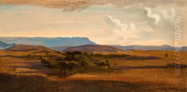 Landscape At Sunset Oil Painting by Paul Jean Flandrin