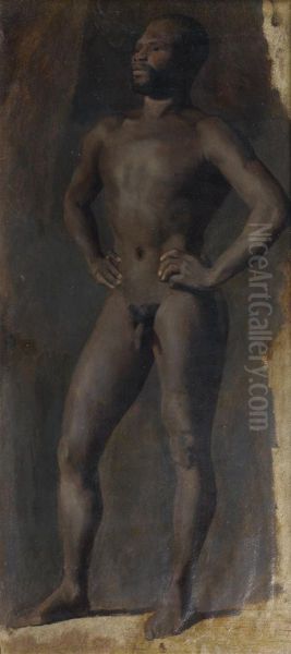 Academie D'homme Noir Oil Painting by Paul Jean Flandrin