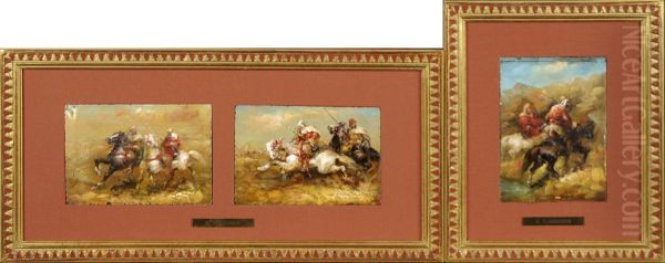 Cavaliers Arabes Oil Painting by Gustave Flasschoen