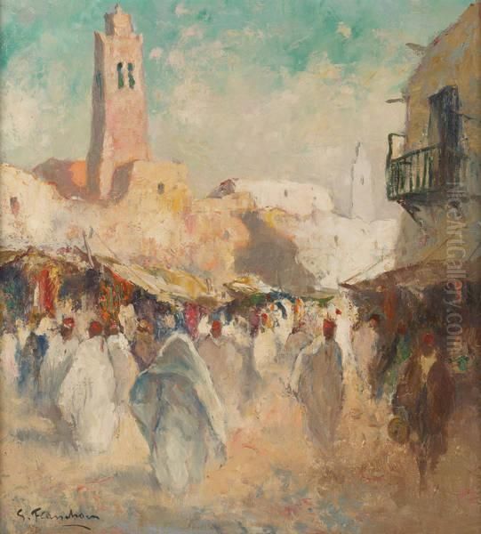 Souk Anime Oil Painting by Gustave Flasschoen