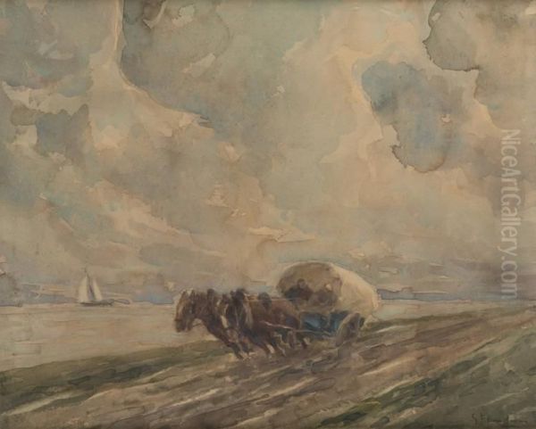 Chariot Avant La Tempete Oil Painting by Gustave Flasschoen