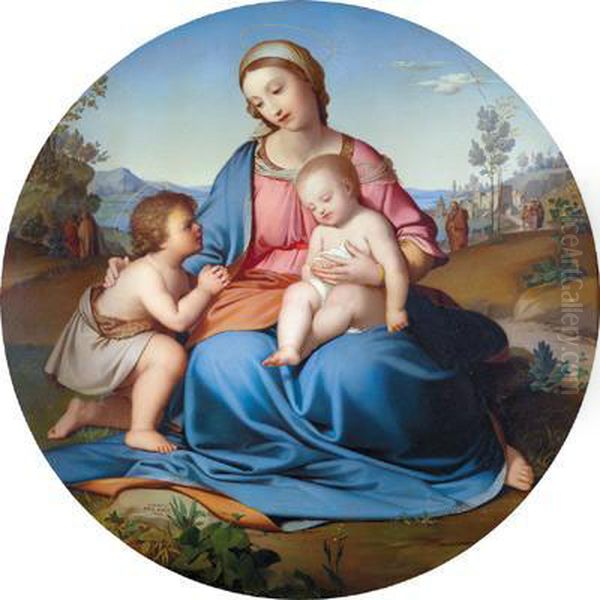 Madonna Col Bambino E S. Giovannino Oil Painting by Johann Gebhard Flatz