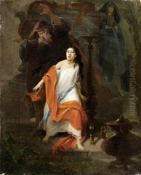 Mythological Scene Oil Painting by Konstantin Dmitrievich Flavitsky