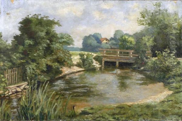 Sommerlich-sonnige Bachlandschaft Oil Painting by Wilhelm Fleckinger