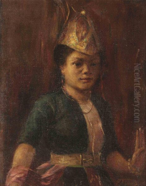 A Batak Girl Oil Painting by Max Fleischer