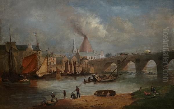 The Clyde At The Jamaica Bridge, Glasgow Oil Painting by John Fleming