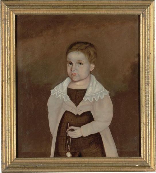 Portrait Of A Young Boy Holding A Pocket Watch Oil Painting by Aaron Dean Fletcher