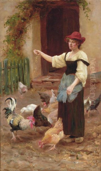 Feeding Time Oil Painting by William Teulon Blandford Fletcher