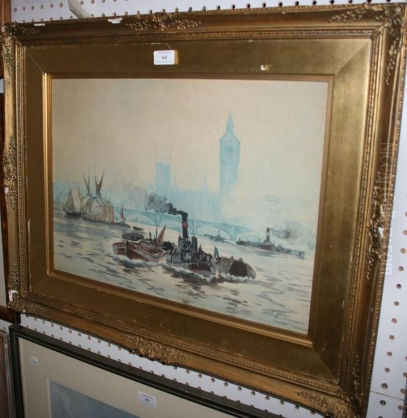 Views Of Sailing Boats Oil Painting by Edwin Fletcher