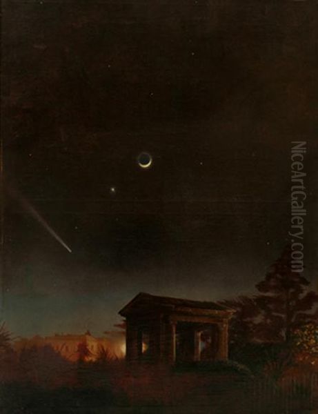 Haley's Comet Of 1910 Oil Painting by Joseph Luke Fleury