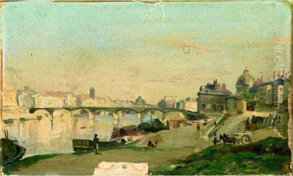 Vue Du Pont Neuf A Paris Oil Painting by Leon Fleury