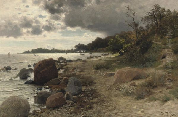 The Rocky Coastline Oil Painting by Paul Franz Flickel