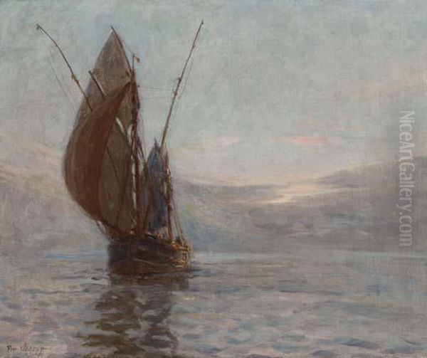 A Sailing Ship At Sea Oil Painting by Paul Franz Flickel