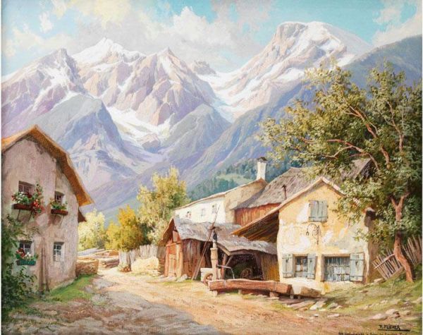 Alte Dorfschmiede In Gries Bei Landeck,tirol Oil Painting by Anton K. Flieher