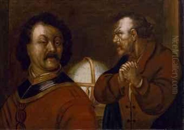 Portrait Presume De L'amiral De Ruyter Et Son Conseiller Oil Painting by Govert Teunisz. Flinck