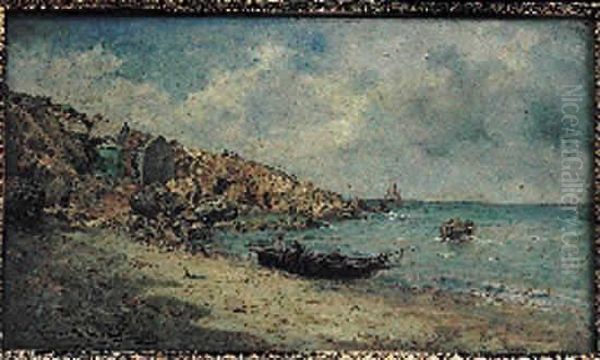 Barque De Pecheur Sur La Plage Oil Painting by Victor Ph. Flipsen