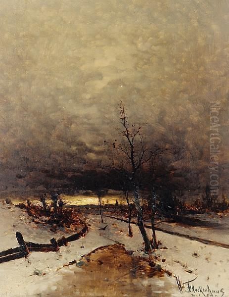 Winter Landscape Oil Painting by Heinz Flockenhaus