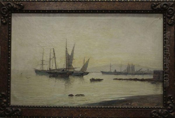 Puerto De Malaga Oil Painting by Enrique Florido Bernils