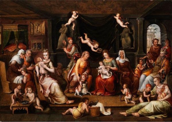 Die Heilige Familie Oil Painting by Frans I Vriendt (Frans Floris)