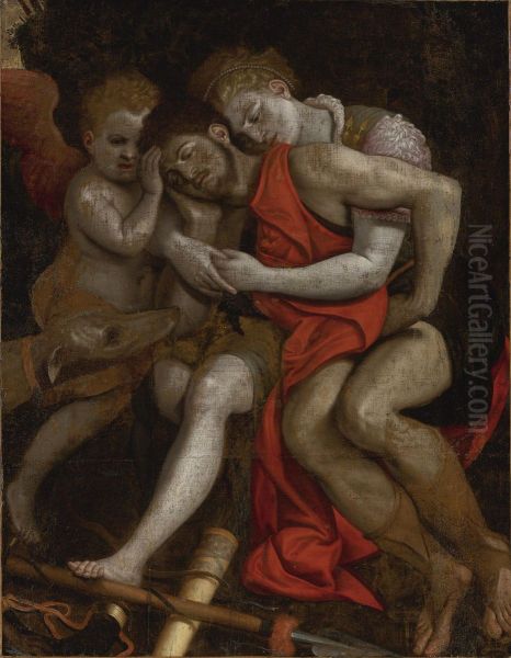 Venus Mourning The Death Of Adonis Oil Painting by Frans I Vriendt (Frans Floris)