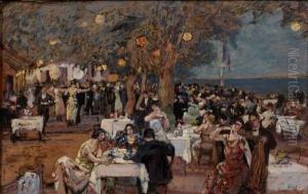 Le Bal A La Reserve De Ciboure Oil Painting by Louis Floutier