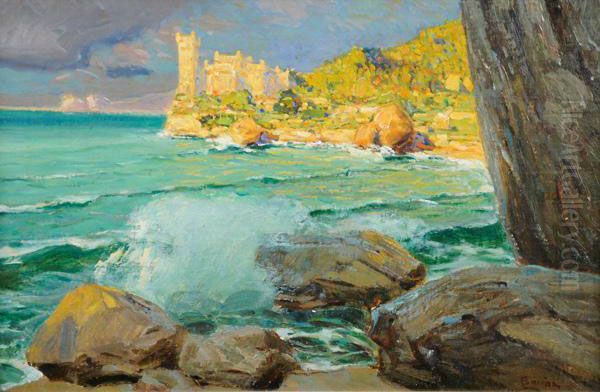 Veduta Di Miramare Oil Painting by Ugo Flumiani