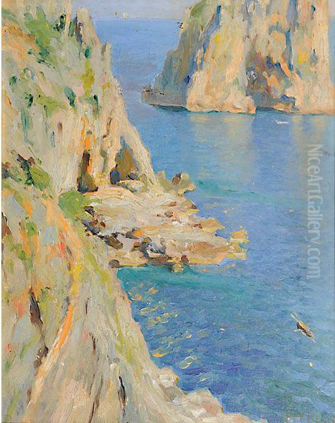 Capri Oil Painting by Ugo Flumiani