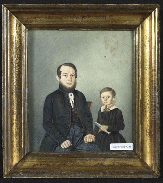 Franz Xaver Zapfel Mit Sohn Wilhelm. 1949. Oil Painting by Johann Christian Flury