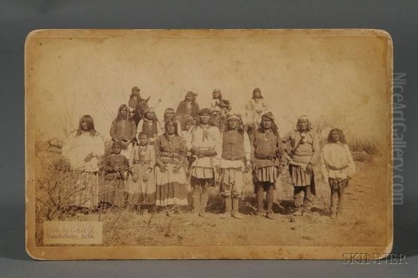 Imperial Cabinet Card Photograph Of Members Of Geronimo's Band Oil Painting by Camillus Sydney Fly