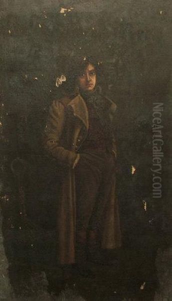 A Gentleman Standing Full Length In Aprison Interior Oil Painting by Rose Fog