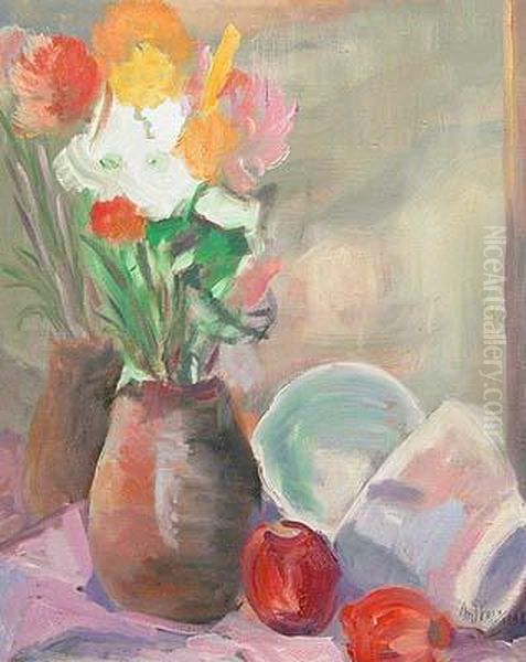 Bodegon Con Florero. Oil Painting by Mariano Foix