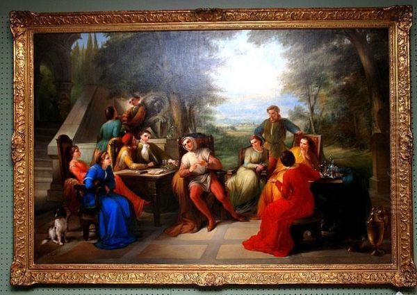 Fancy Gathering On Terrace Oil Painting by Ferdinand Folchi