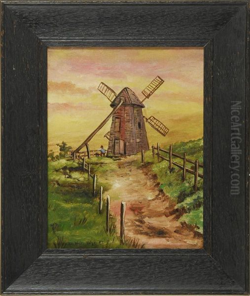 Old Windmill Nantucket Is Oil Painting by James Walter Folger