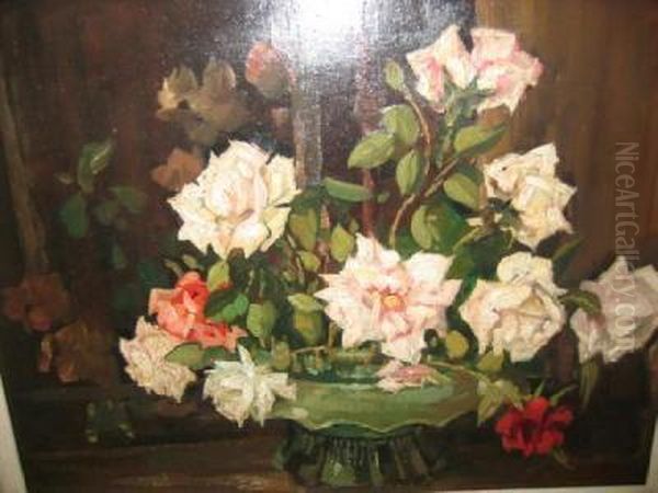 Still Life With Roses Oil Painting by George Frederick Folingsby