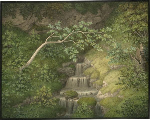 Waldstuck Mit Felsen Und Kleinem Quellwasserfall Oil Painting by Rudolf Follenweider