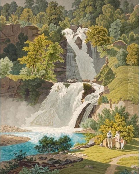 Unterer Reichenbachfall 
Lower Reichenbach Waterfall Oil Painting by Rudolf Follenweider